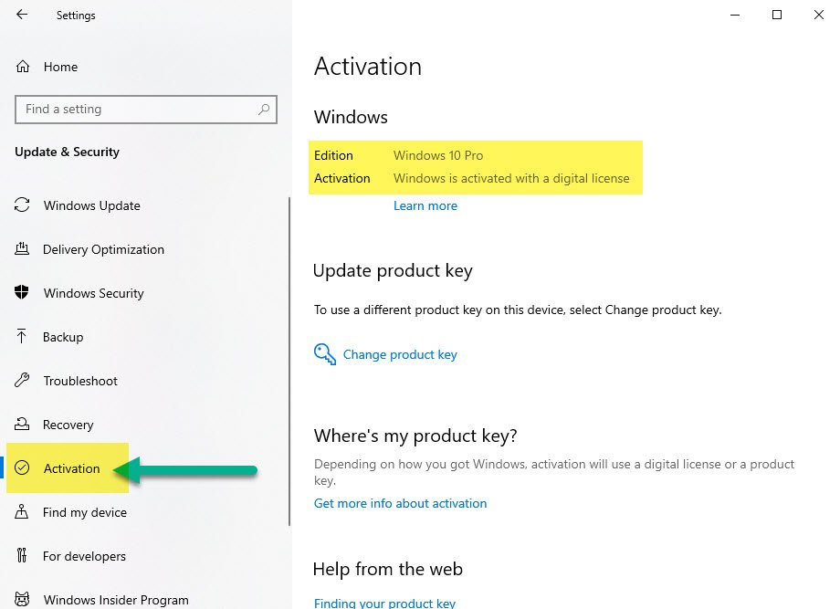 Windows 10 Activation Status