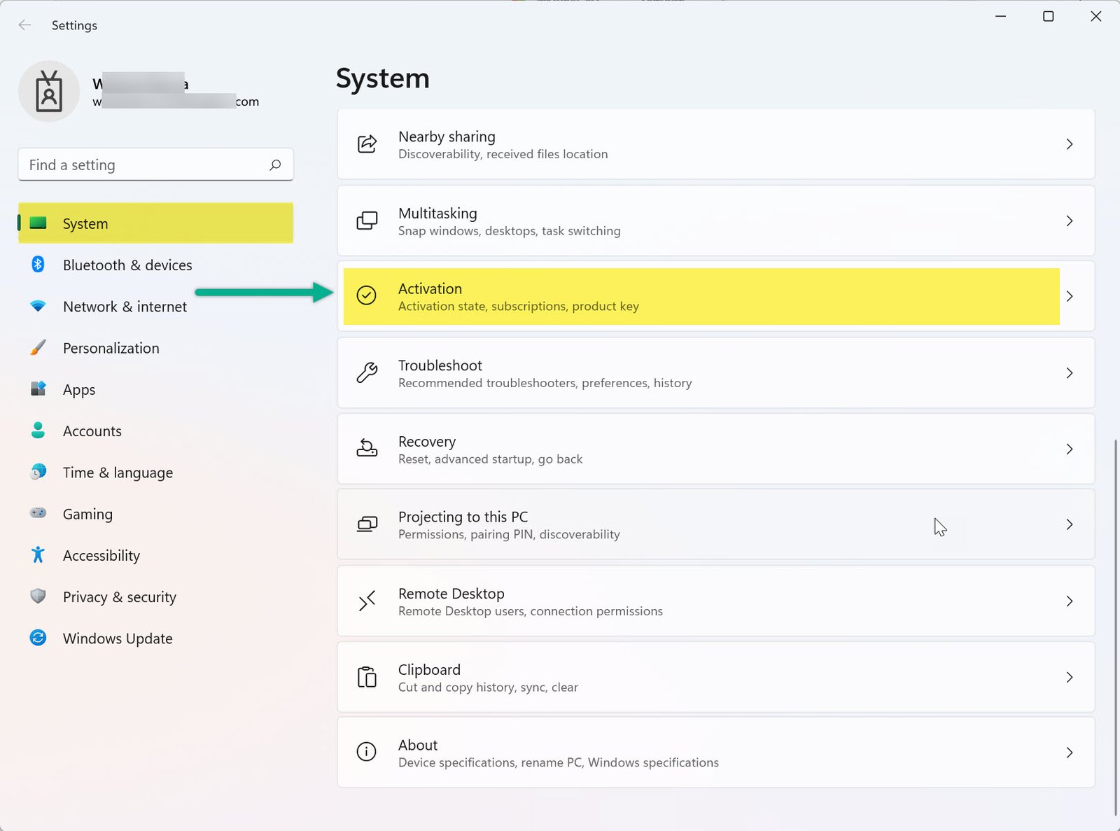 Windows 11 Activation Settings