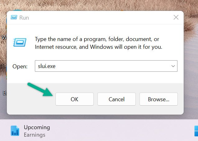 Windows Activation Run Dialog