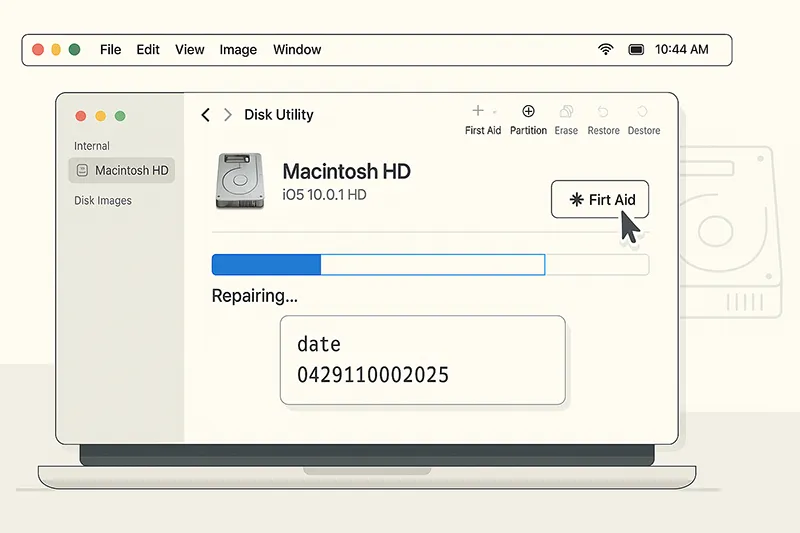 Disk Utility First Aid repairing disk