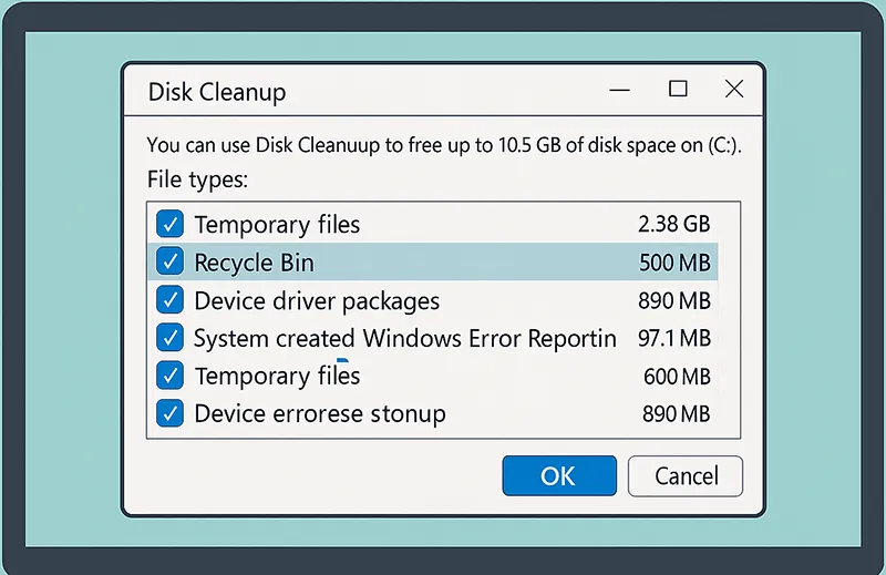 Windows Disk Cleanup Utility in action