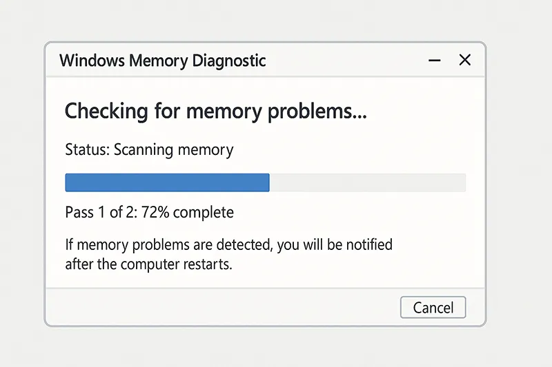 Windows Memory Diagnostic Tool interface