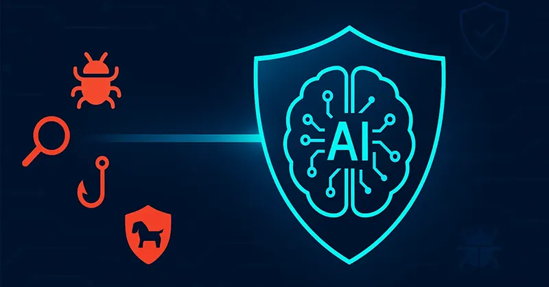 AI-powered cybersecurity shield scanning for malware threats