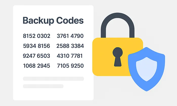 Printed backup codes for account recovery.