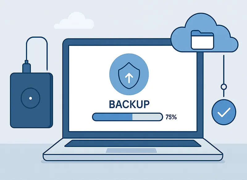 Backing up important data to cloud and external drive.