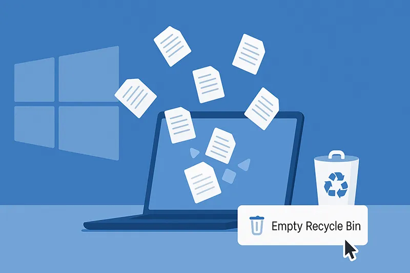 Emptying the Recycle Bin on Windows 10.