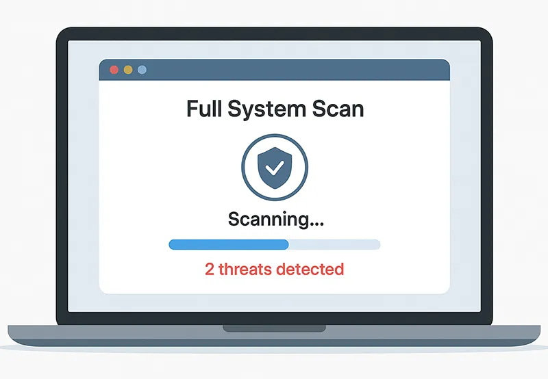 Full system antivirus scan running to detect malware.