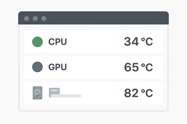 HWMonitor displaying CPU and GPU temperatures