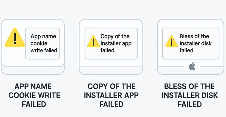 Infographic showing common macOS USB creation errors