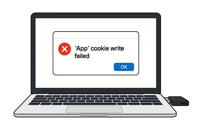 Illustration showing macOS USB creation error message on a Mac screen