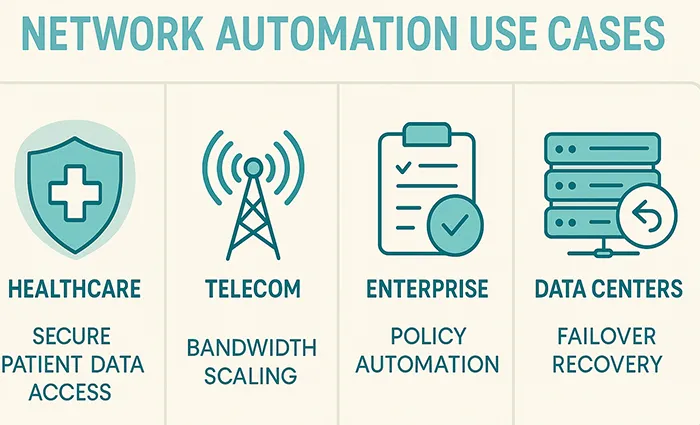 Infographic of network automation use cases across industries