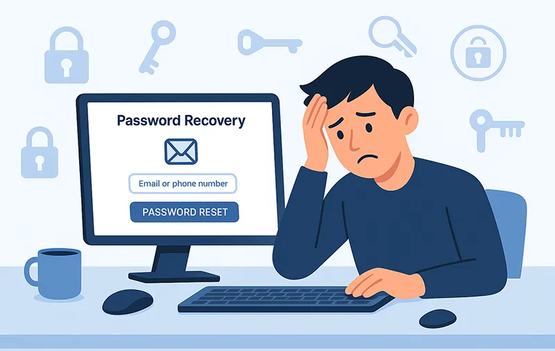 Illustration showing password recovery concept on a laptop screen