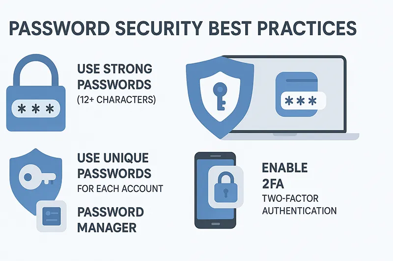 Infographic showing best practices for creating and remembering strong passwords