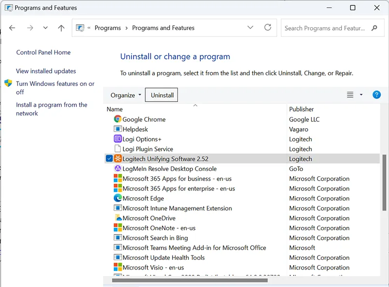 Windows uninstall unused applications.