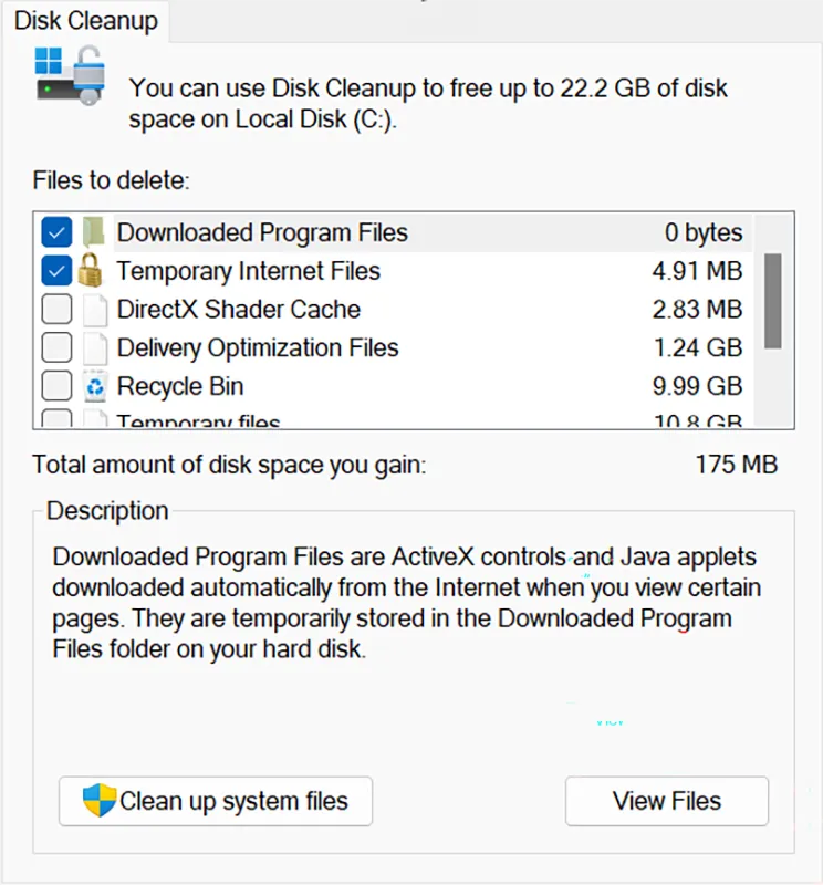 Windows Disk Cleanup Utility Interface