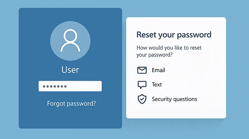 Windows login screen with password reset option