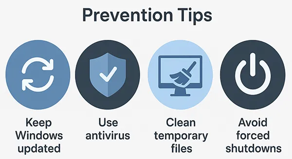 Infographic showing prevention tips against Windows errors