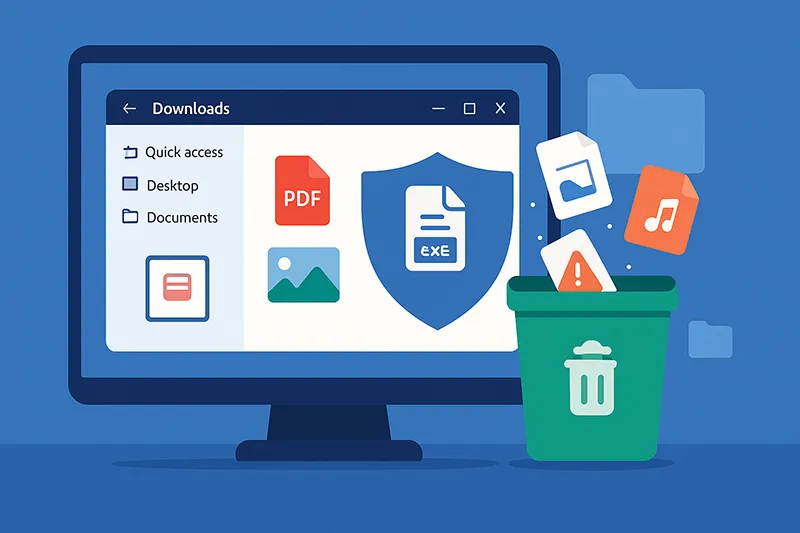 Organizing and cleaning Downloads folder in Windows 11.