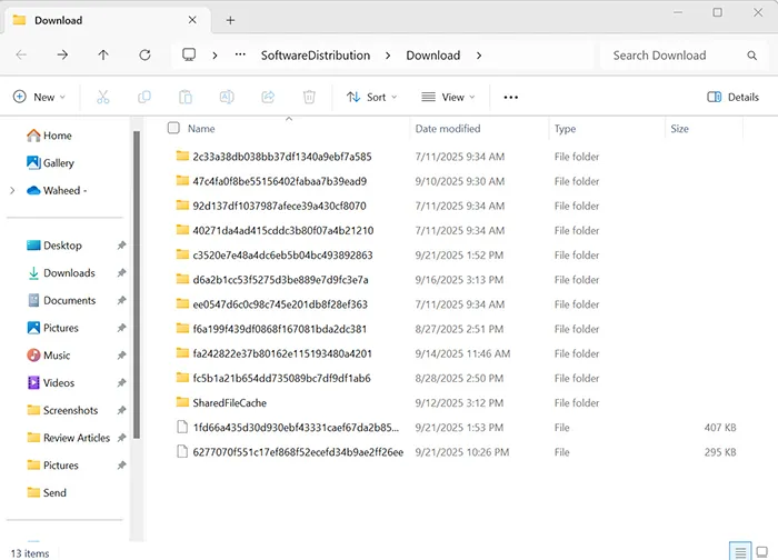 SoftwareDistribution cache folder in Windows 11