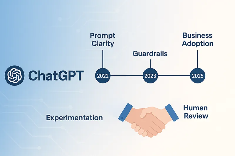 Infographic showing ChatGPT evolution and improvements until 2025