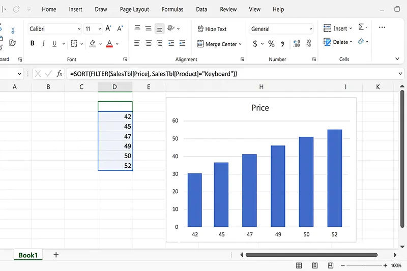 Excel chart dynamically updating from FILTER formula