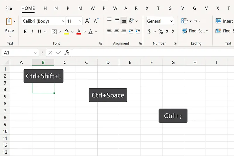 Excel keyboard shortcut overlays for faster workflow