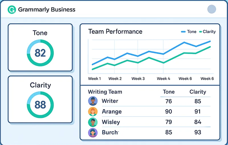 Grammarly Business style guide and team analytics dashboard