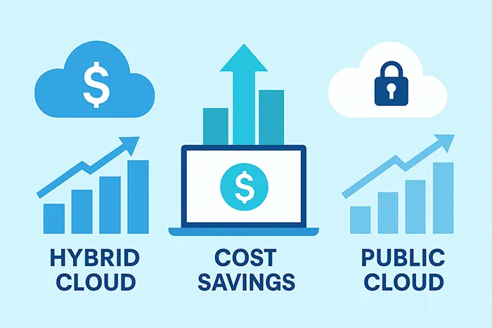 Hybrid cloud cost efficiency comparison infographic