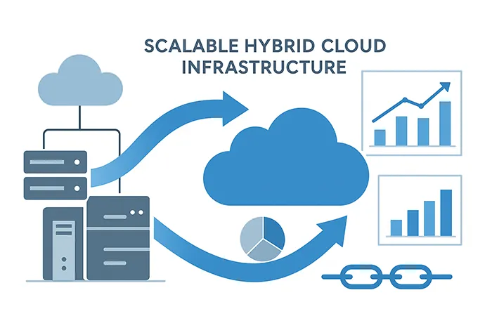 Scalable hybrid cloud infrastructure illustration
