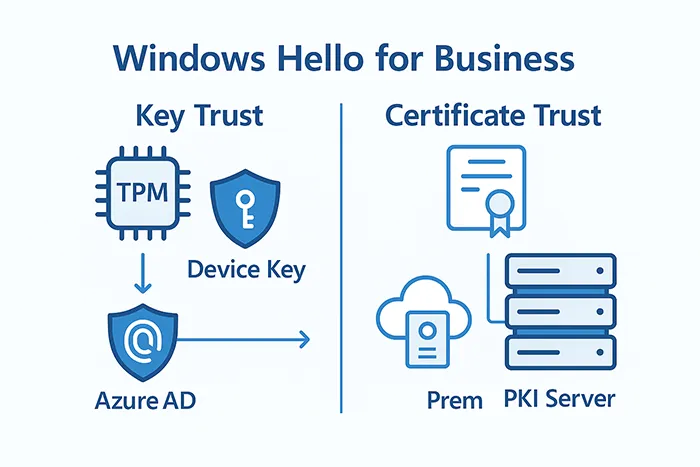 Infographic comparing Key Trust and Certificate Trust models