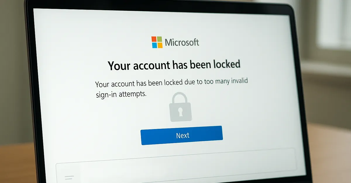 User facing account locked message on laptop screen