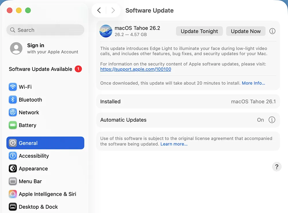 Downloading macOS installer from System Settings