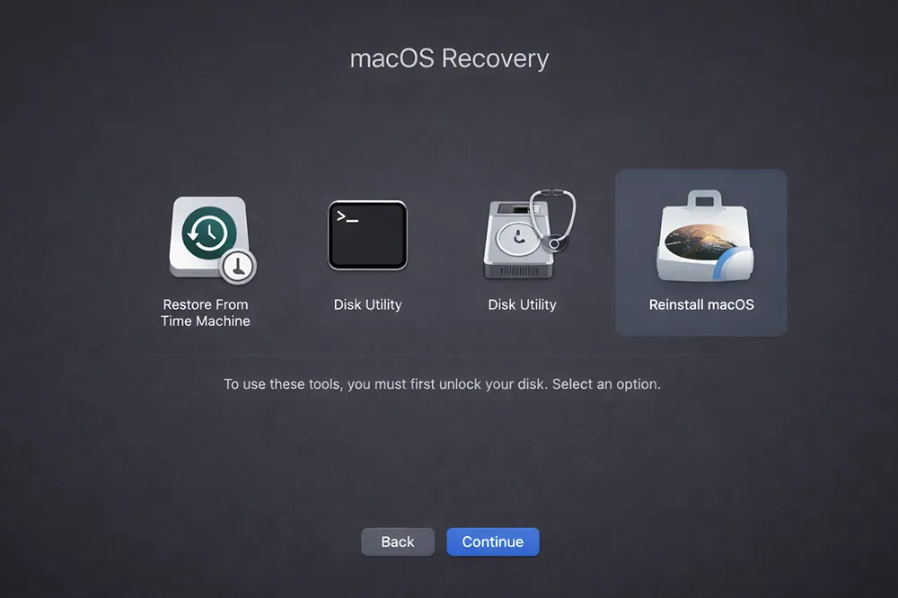 macOS Recovery Mode reinstall macOS option