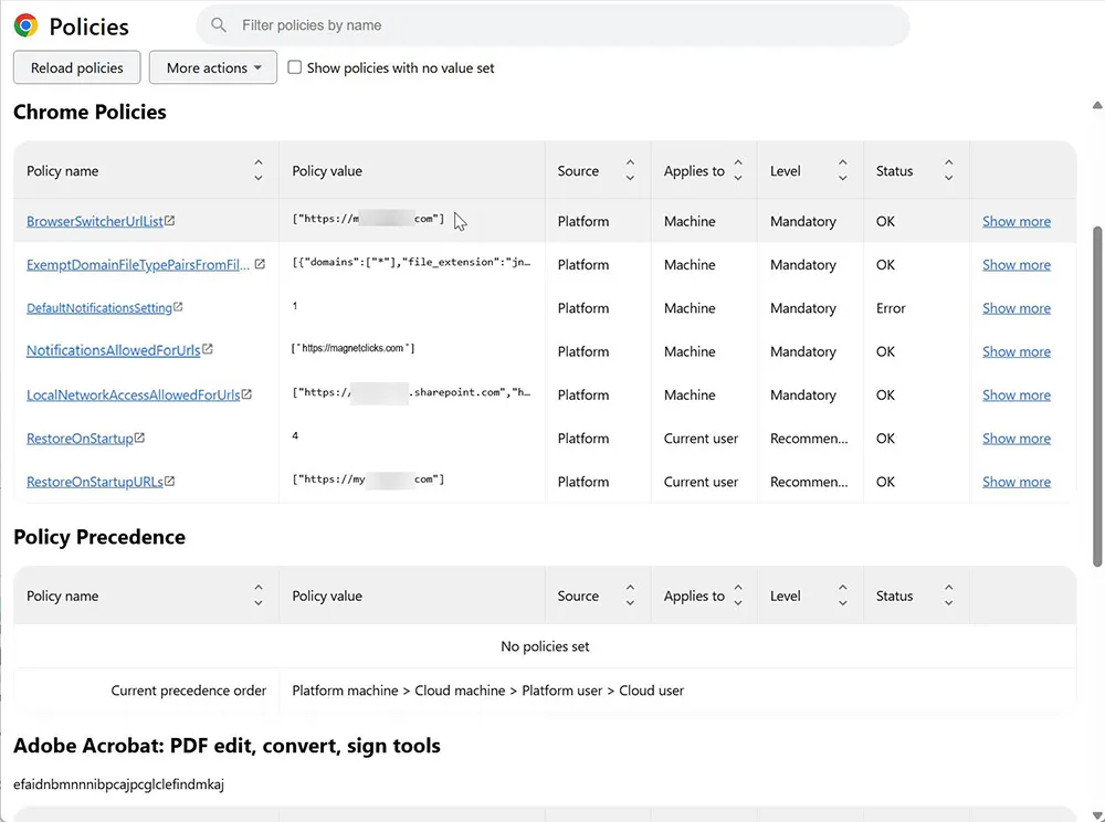 Chrome policy showing notifications allowed after Intune fix