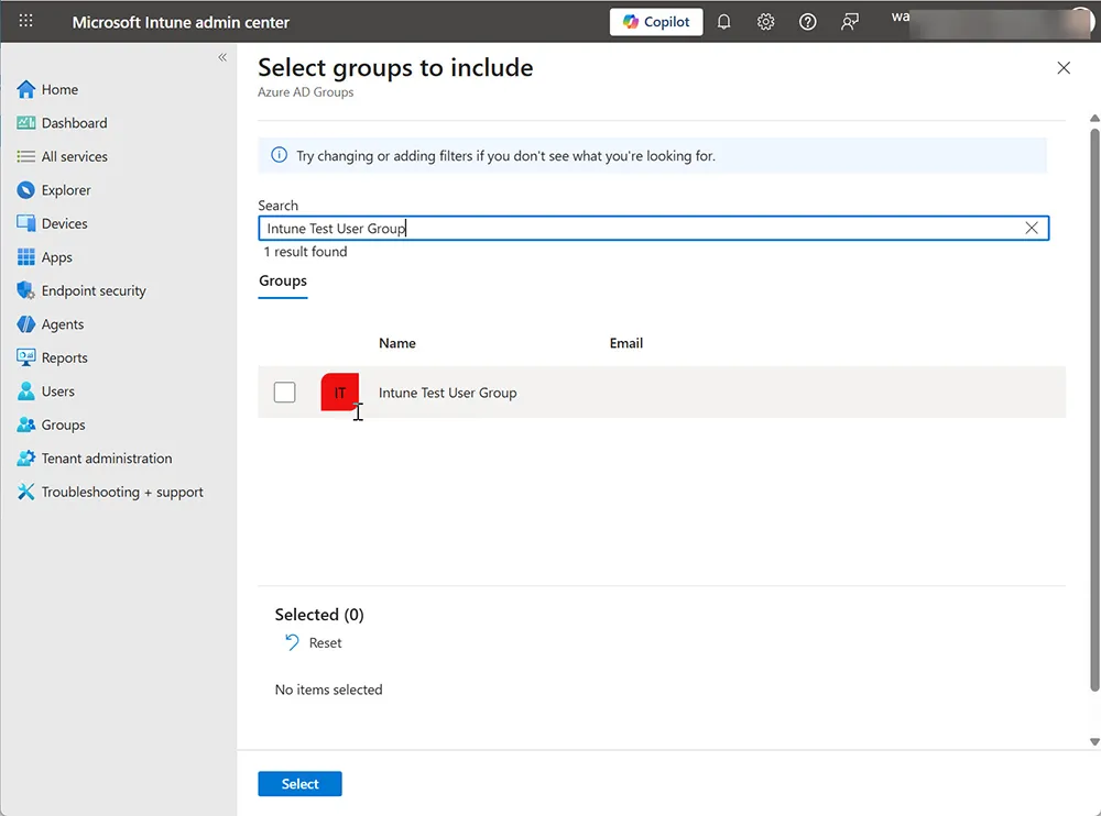 Assigning Chrome notification policy to security group in Intune