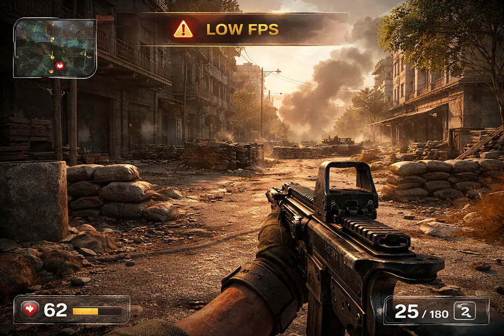Gaming FPS overlay showing noticeable frame rate drop after Windows update KB5074109