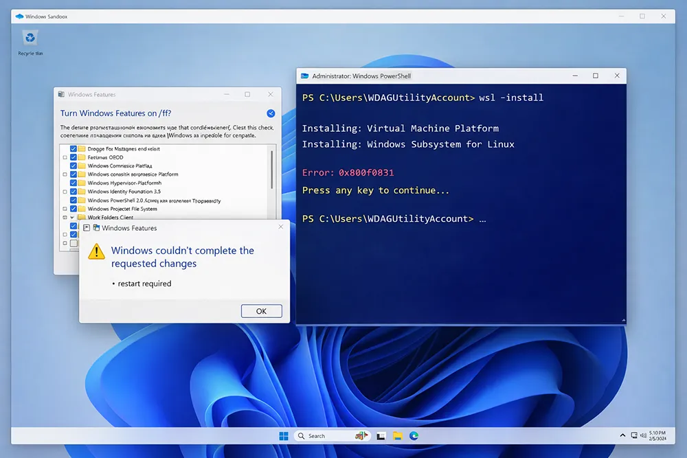 Attempt to install WSL inside Windows Sandbox