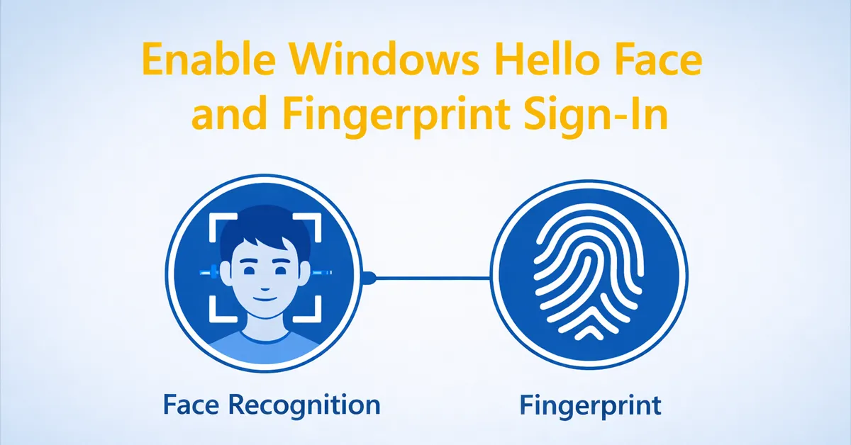 Screenshot of Windows sign-in options where face and fingerprint are unavailable before proper policy deployment or hardware detection.