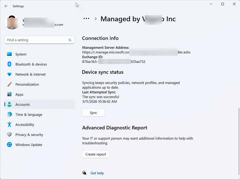 Manually syncing a Windows device with Intune policy