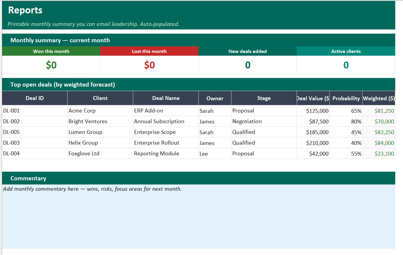 Client Relationship Manager Pro for Excel — preview 5